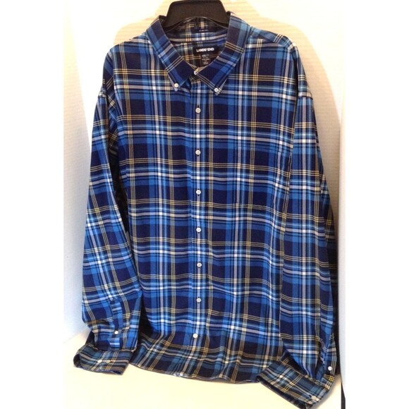 Lands End Shirt Men 4XL Tall Blue Plaid No Iron Twill Long Sleeve Button Up NEW - Picture 3 of 11